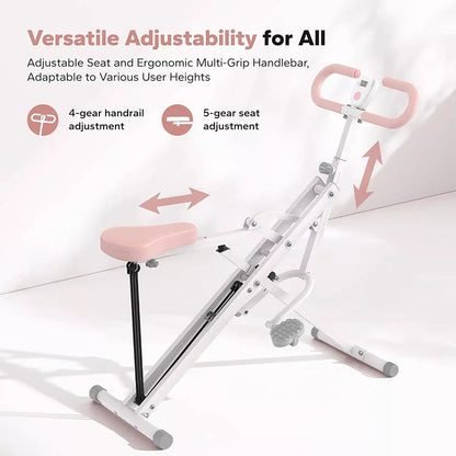 Body Bloom workout machine with adjustable seat and handlebar - 4-gear and 5-gear settings for different user heights